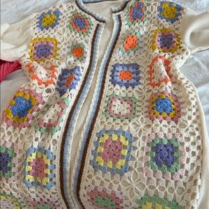 NWOT Unbranded Patchwork Granny Cottagecore knit cardigan size Large